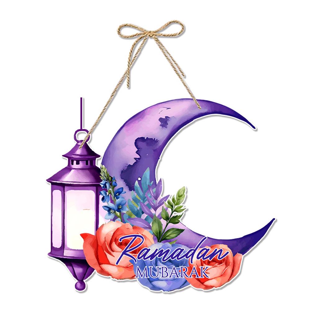 Eid Mubarak Moon Hanging Decorations Elegant Ramadan Paper Door Hanging Sign Display Accessory For Holiday Atmosphere