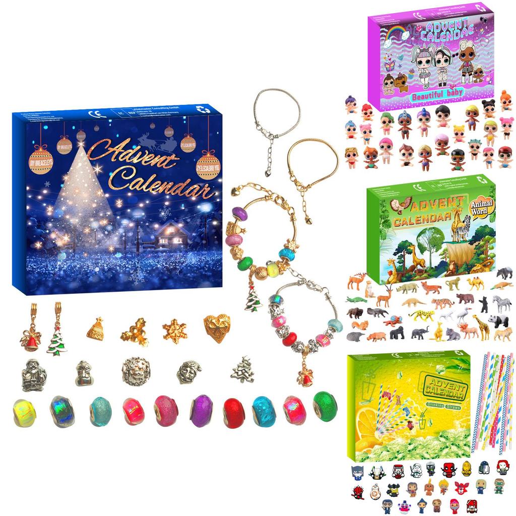 Christmas Countdown Blind Box For Kids Plastic Animal World Toy Gift Box