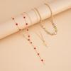Fashion Cross Necklace Set Rhinestone Stacked Collarbone Chain Metal Stacked Necklace  Daily
