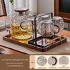 Luxury Glacier Glass Pitcher & Cup Set for Living Room - Elegant Cold Water Drinkware