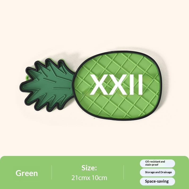 Silicone Pot Lid Drain Mat Non-slip Heat Insulation Board Holder Pineapple Watermelon Shape Multifunctional Spatula Storage Mat