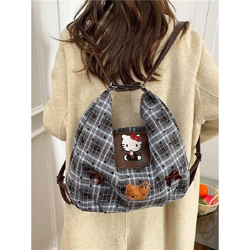 Plaid Backpack For Women With Pu Material And Spacious Design For Daily Use