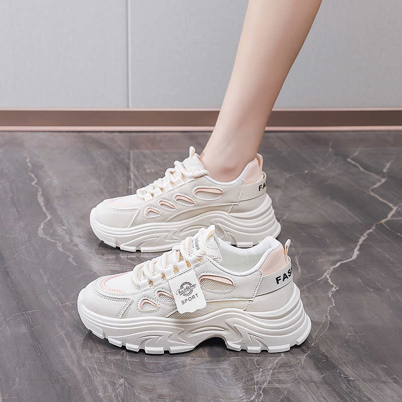 Fashion Lace-up Thick-heeled 46 Sneakers Flats Women's Loafers Shoes Black Basketball Woman Sport First Degree Brand Funky Unusual