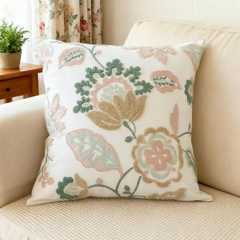 pc Boho Flower Pillow Cover Polyester D DoubleSided Print Soft Decorative Cushion Case for Sofa Bedroom Bedside Cozy Ameri