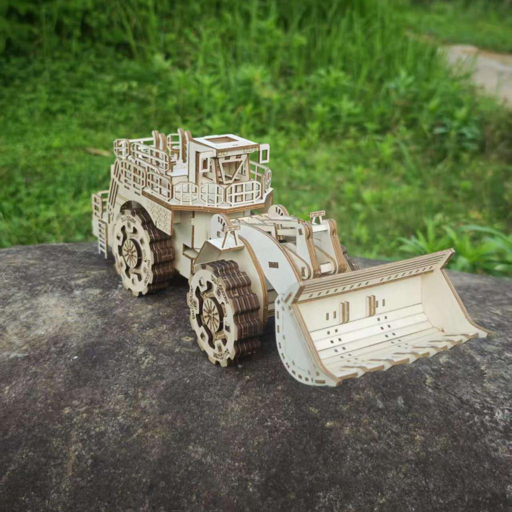 3D Puzzle Diy Wooden Toy Bulldozer Assembly Model Adult Birthday Halloween Christmas Gift
