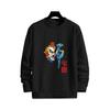 Mens Loose Fit Round Neck Sweatshirt Chinese Print Fleece Lined Casual Winter Top Teens