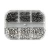 Nail Art Jewelry 6-Grid Boxed Black Silver Rivet Punk Bullet Nail Art Jewelry
