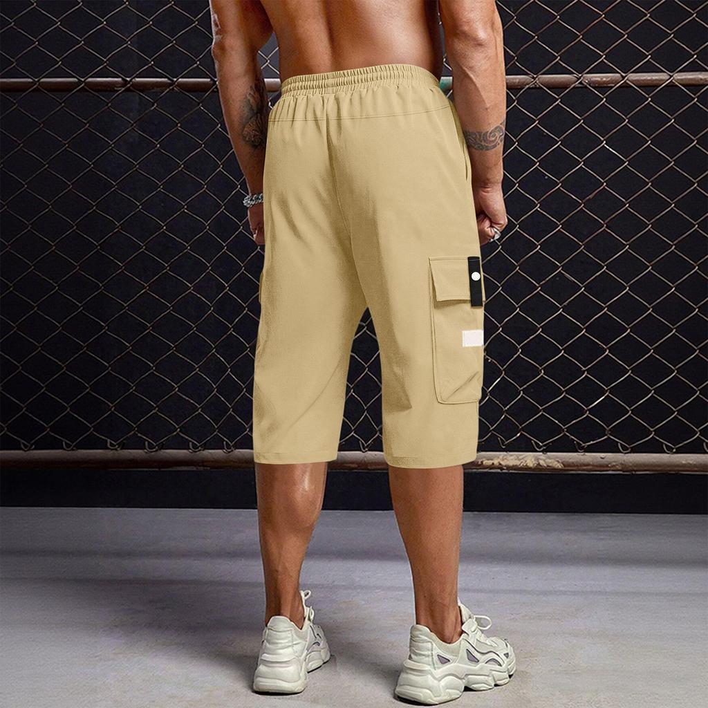 Men's Casual Loose Fit Cargo Shorts with Elastic Waistband and Multi-Pockets Comfortable Summer Wear for Outdoor Activities