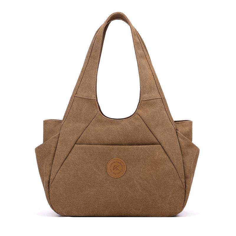 2025 Women's One-Shoulder Bag: Trendy, Versatile Canvas Handbag with Large Capacity, Simple Korean Style, Solid Color.