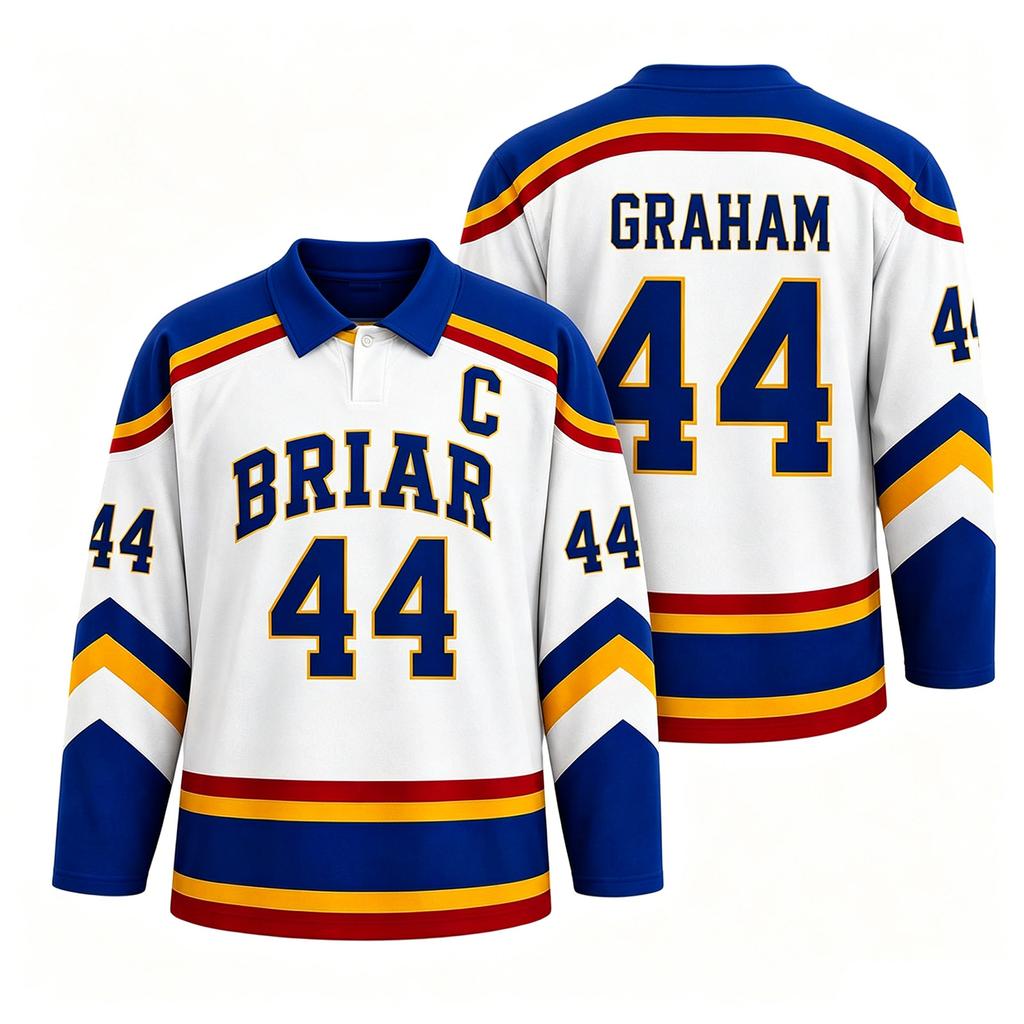 Men's Long Sleeve Ice Hockey Jersey Mesh Fabric Printed Number and Letter Design Classic Fit Polo Collar Sports Shirt