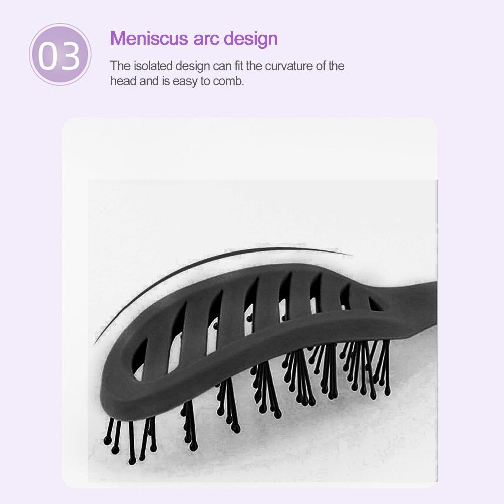 Nylon Bristles Curved Vent Brush Professional Nylon Comb For Travel Meniscus Hair Comb Daily Use