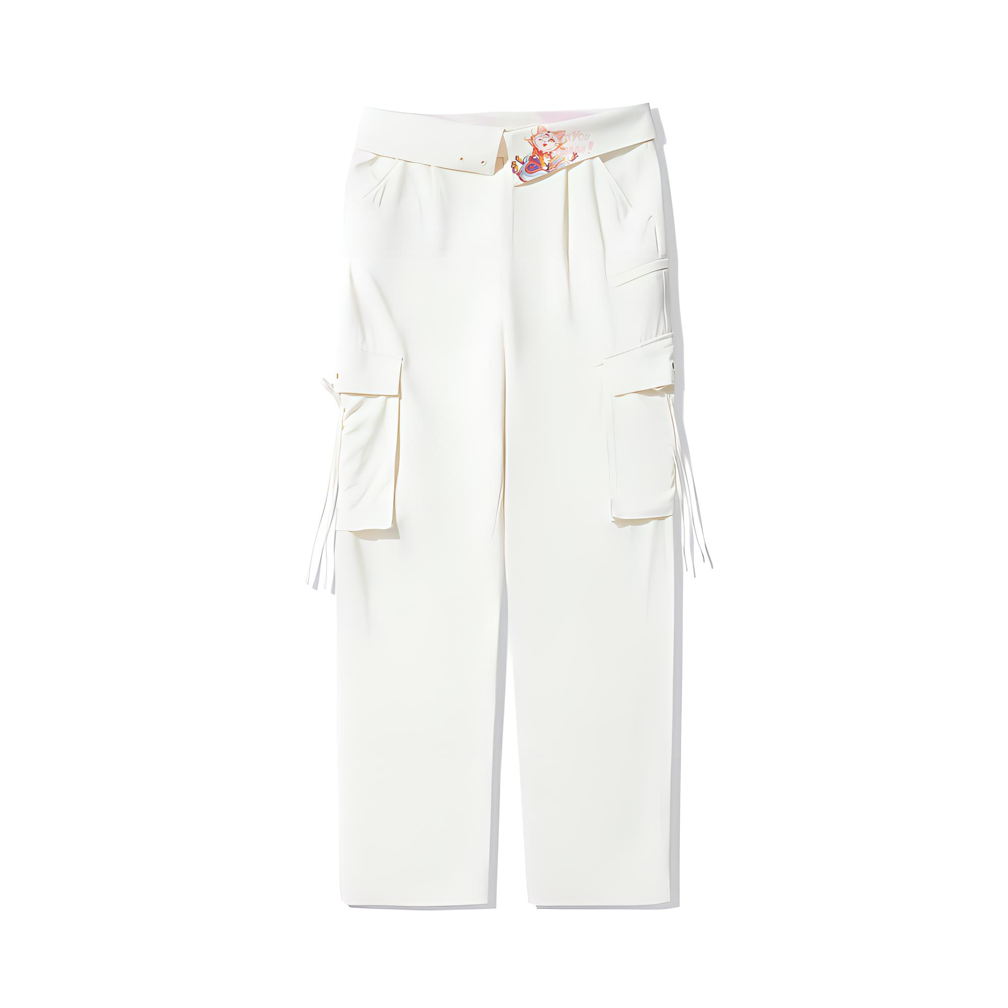 

Li Ning X League Of Legends Коллаборация Серия 1 апреля Однотонные брюки прямого кроя средней посадки Свободные повседневные брюки Женский низ Молочно-белый AKXU524-1 XL