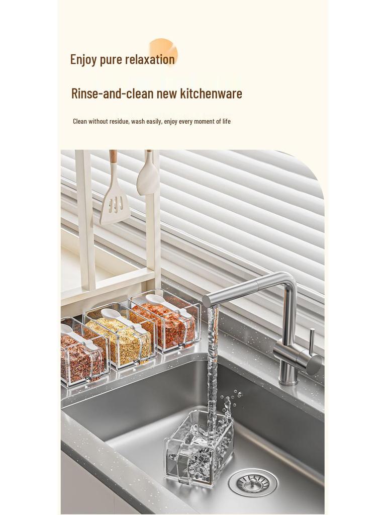 White Multifunctional Seasoning Rack & Knife Holder with Spice Storage Canisters