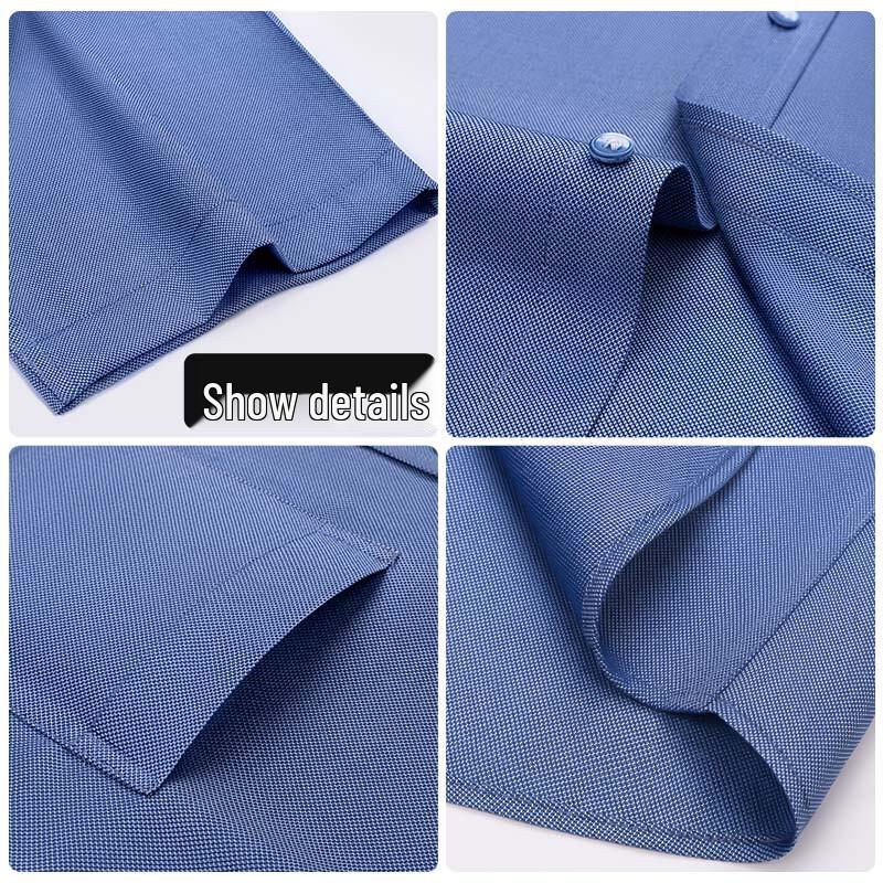 ROMON E Men's Non-Iron Short Sleeve Cotton Business Shirt
