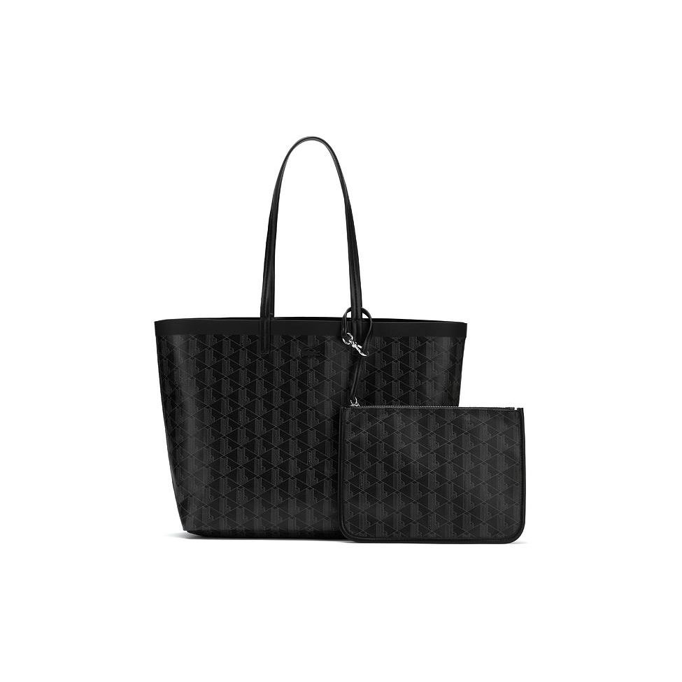 

Lacoste Fashion Trend Print PVC Tote Bag Women Tote Bags Black Gray NF4344ZEH45 Black & Gray,Medium