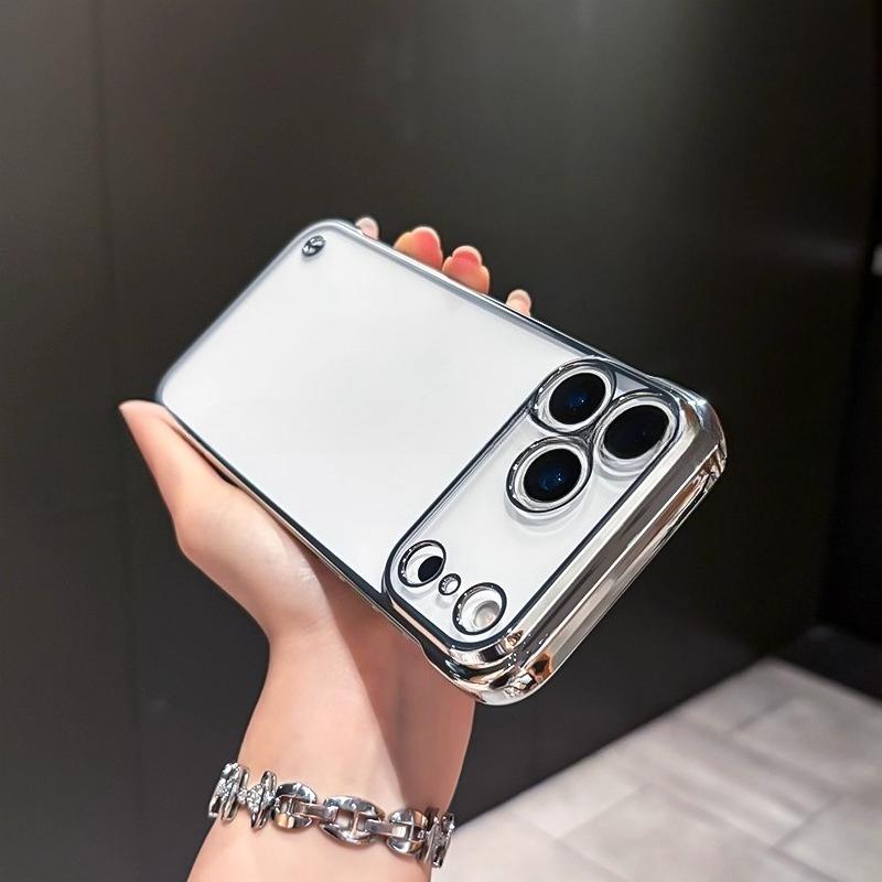 Plating Clear Frameless Phone Case for iPhone 17 Pro Max Ultra-Thin Hard PC Shell for iPhone Air 17Pro Bumper
