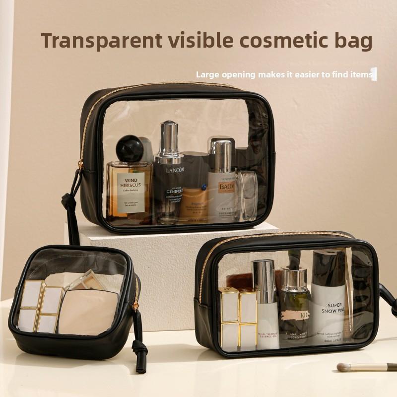 Portable Travel Toiletry Bag With Transparent Pvc Material And Large Capacity For Cosmetic Storage
