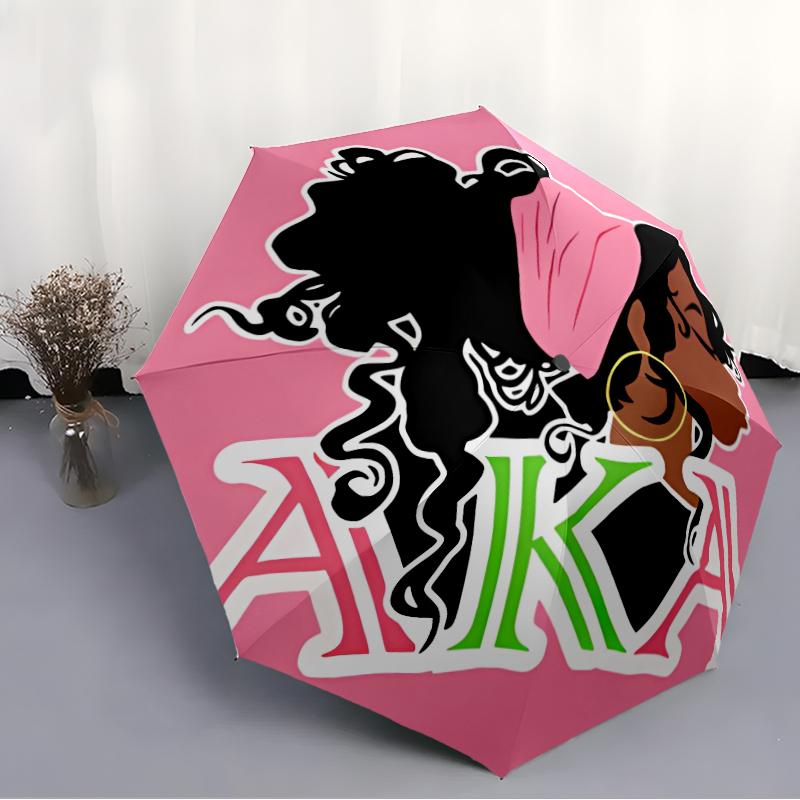 AKA logo2 Print Automatic Umbrella, 8 Rib Iron Frame, Plastic Handle, Suitable for Outdoor Travel &Daily , Ideal Gift