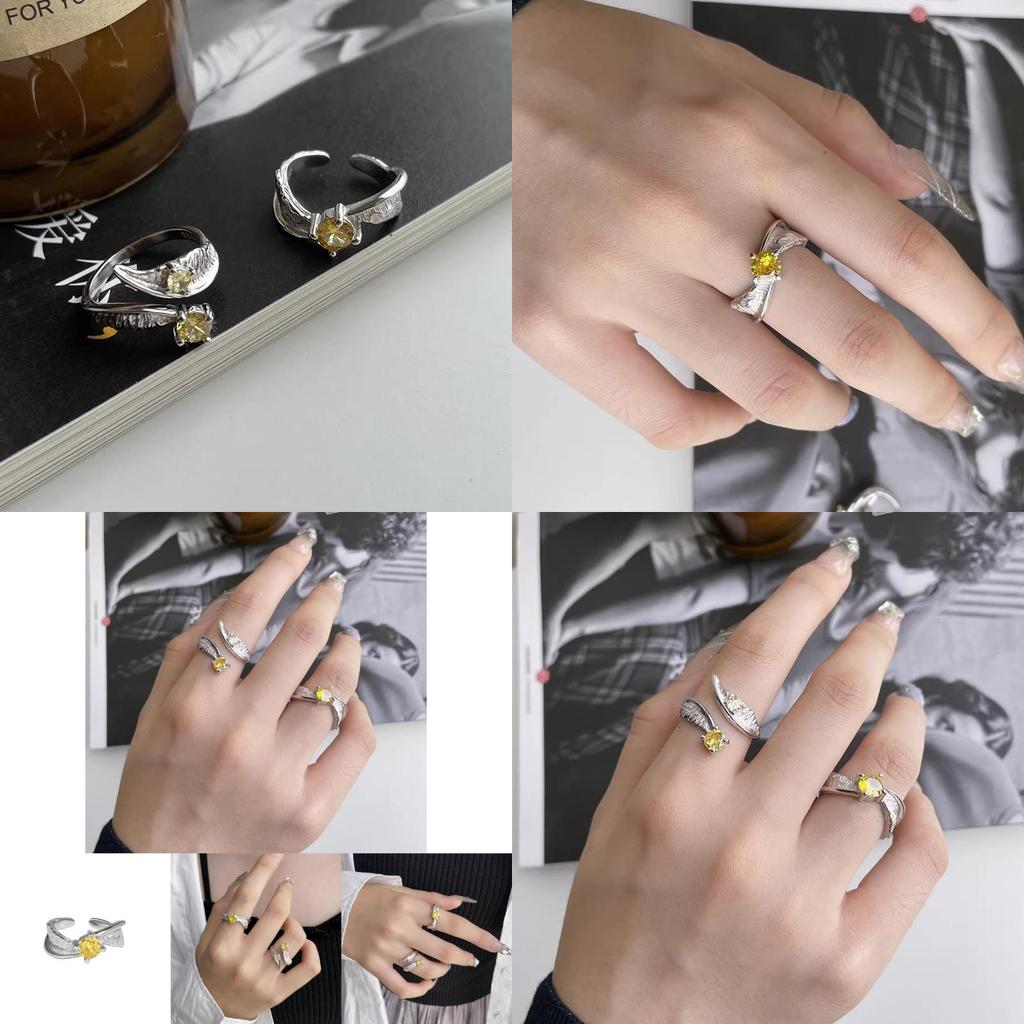 Unique Irregular Textured Zirconia Stone Ring For Women Fashionable Adjustable Open Band