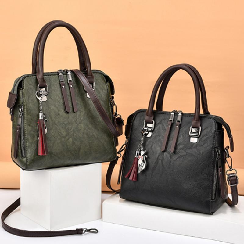 Yogodlns Bolso de cuero para mujer Bolsos de hombro tipo bandolera con borlas Totes