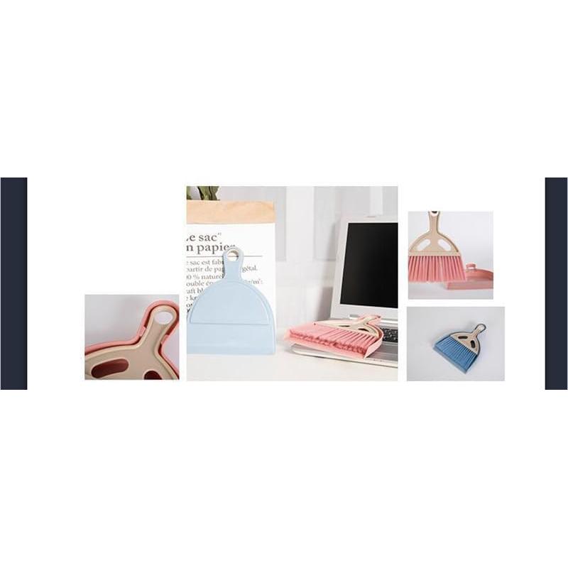 Plus Nao Mini Broom Dustpan Set Broom Dustpan Tabletop Compact Thin Slim Wall Hanging Cleaning Supplies Cleaning Goods Space Saving - Blue