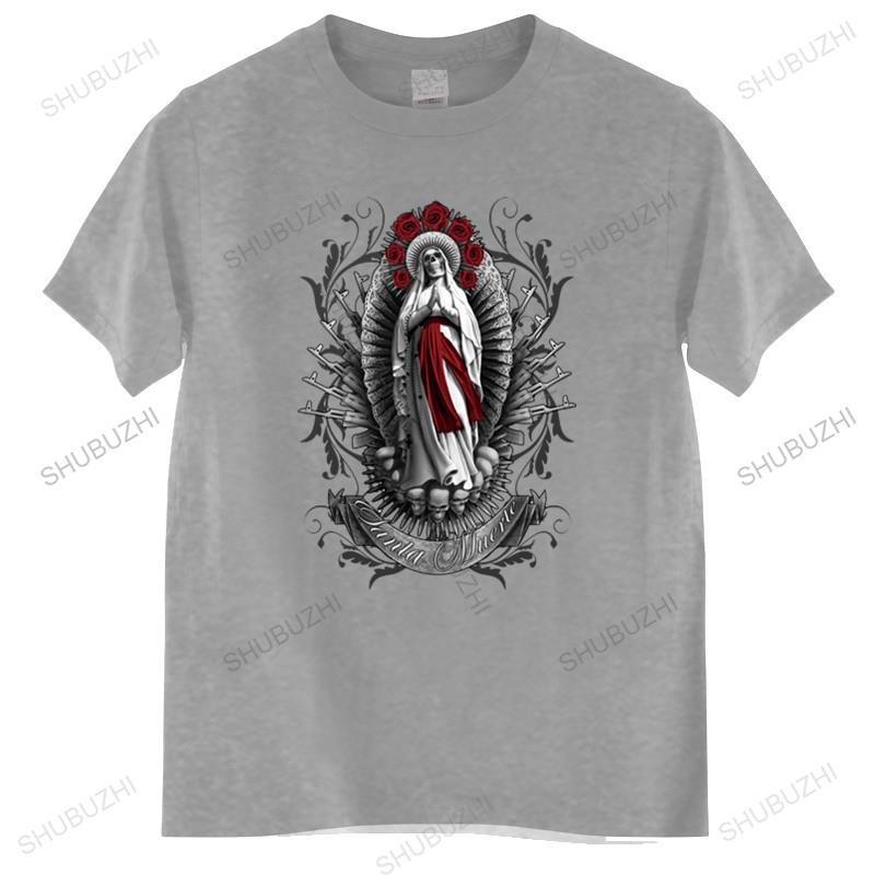 Baumwoll-T-Shirt, Unisex, Rundhalsausschnitt, Unisex, Santa Muerte, T-Shirt, Lady of Holy Death, mexikanisches Totenkopf-T-Shirt, Unisex, T-Shirt, Euro-Größe