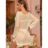 Charmleaks Cover Up Solid Cutout Bikini Hook Flower Beach Smock Skirt Woman Long Sleeve
