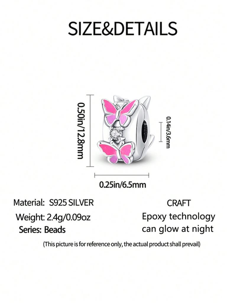 Charms Silber Bunter Schmetterling Goldene Schleife Perlen Kupferbeschichtet Passend für Kupferoriginal Armband Zum Schmuckbasteln Diy Charm