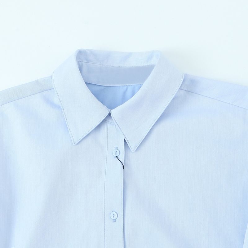 Kaslead New Arrival Women's Fashion Style Waist Button Decoration Long Sleeves Lapel Shirt 2190772 406