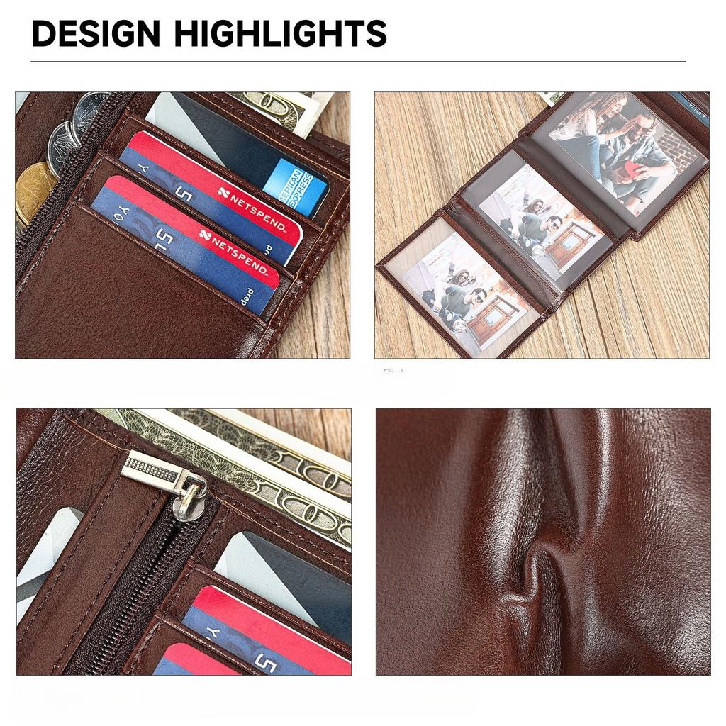 Genuine Leather Wallet Men's High-end Short Wallet Coin Purse Anti-demagnetization Bag