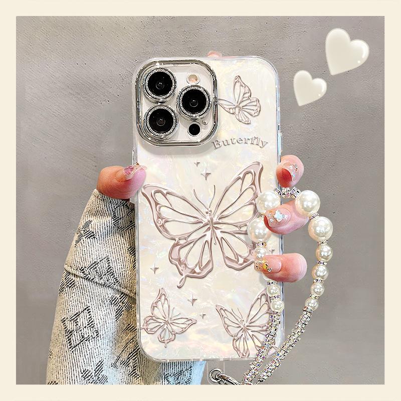 Line Butterfly Suitable for Apple 17promax Mobile Phone Case Iphone16 Light Luxury Premium 15 All-inclusive Lens 14 Women