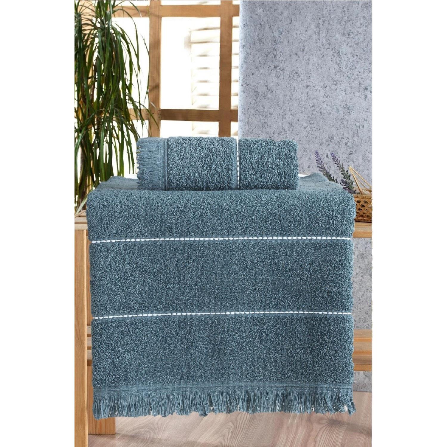 

Retro Stripe Dark Blue Bath Towel Set 2 Pcs