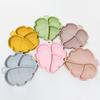 Children Silicone Food Bowl Leaf Shape Large Capacity Suction Cup Temperature Resistance Compartment Platen