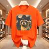 Funny Cowboy Raccoon Unisex Unisex Tshirt Animal Meme Graphic Tee Vintage Comfortable Short Sleeve Loose Tees Streetwear Tops