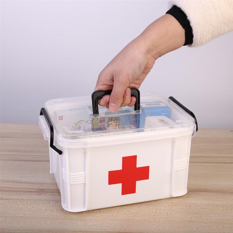 Extra Large Double-Layer Handheld Medicine and First Aid Storage Box