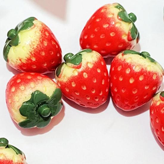 Artificial Mini Strawberry Resin Figurine Simulation Tiny Strawberry Statues Lifelike Faux Fruits Bulk for DIY Crafts Cake Topper Home Office Desktop