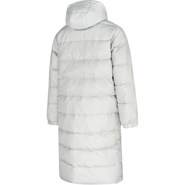 Li Ning Solid Color Long Hooded Long Sleeve Down Jacket Unisex Outerwear Gray AYMS341-1