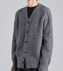 Button Seoul Wool Blend Textured Knit Cardigan (Charcoal)