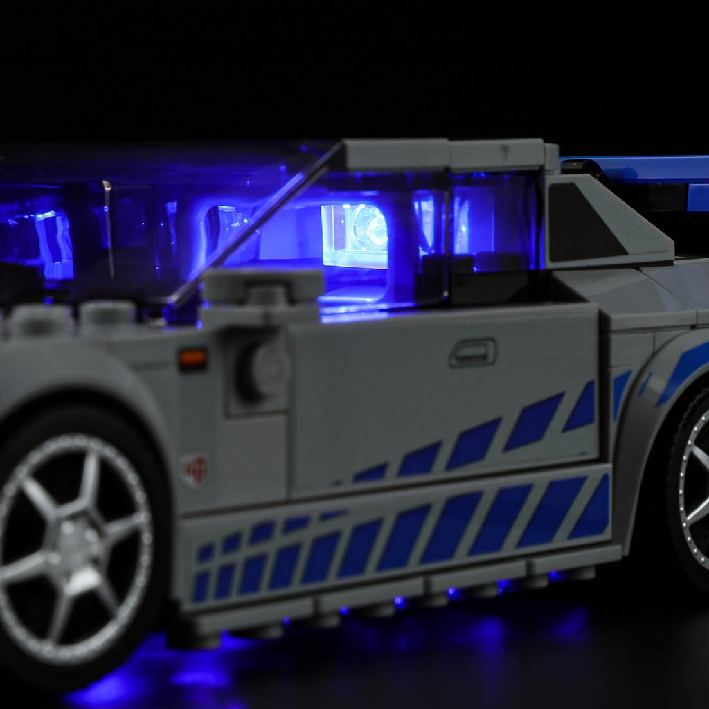 Gör-det-själv LED-belysningskit för LEGO Speed Champions 76917 2 Fast 2 Furious – Nissan Skyline GT-R (R34) Byggklossleksaker Justerbara Belysningstillbehör