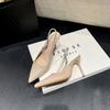Fashion 2025 Spring Autumn Women's Stiletto Heels Sexy Pointed Toe Club Sandals Rhinestone Open Toe Slip-On Shoes
