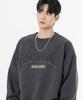 MOZMOZ Terry Brushed Pigment Arch Logo Patch Oversized Sweatshirt Charcoal