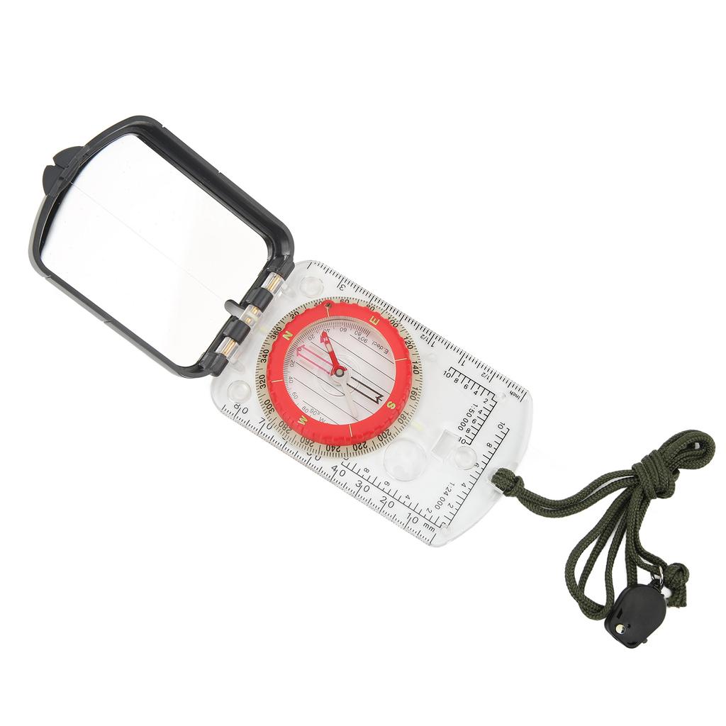 Multifunctional Plastic Compass with Scales Portable Gradiometer Magnifying Glass LED Lamp Tool