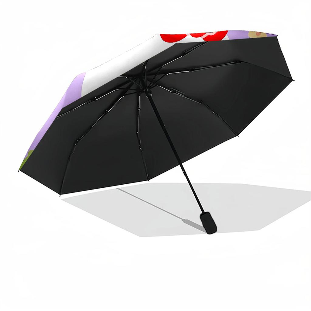 Hello Kitty Strawberry Floral Compact Travel Automatic Umbrella Compact 8 Rib Design Compact Design Perfect for Outdoor Adventures Elegant Umbrella