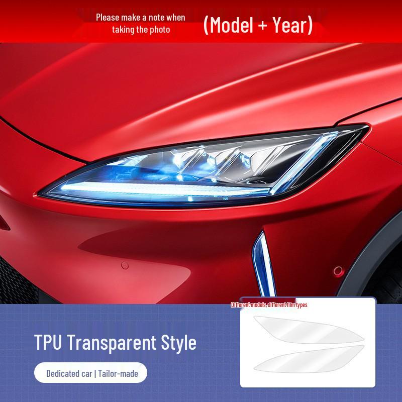 Smoked Black Light-Controlled Headlight Film for Xpeng P7/P5/G3i (2020-2022) - Transparent TPU Protective Accessory