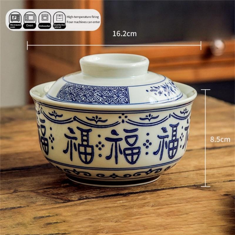 Elegant Ceramic Ramen Noddle Soup Bowl with Lid Microwave Oven and Dishwasher Safe for Formal Dining and Daily Activity