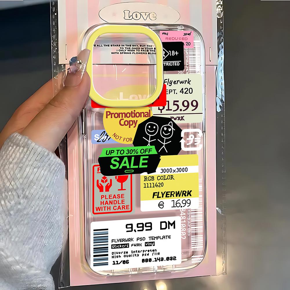 

Fashion Stamp Label Barcode Phone Case For Samsung Galaxy S25 S24 S23 S22 S21 S20 FE Note20 Plus Ultra Lite 5G Clear Back Cover Samsung Note10
