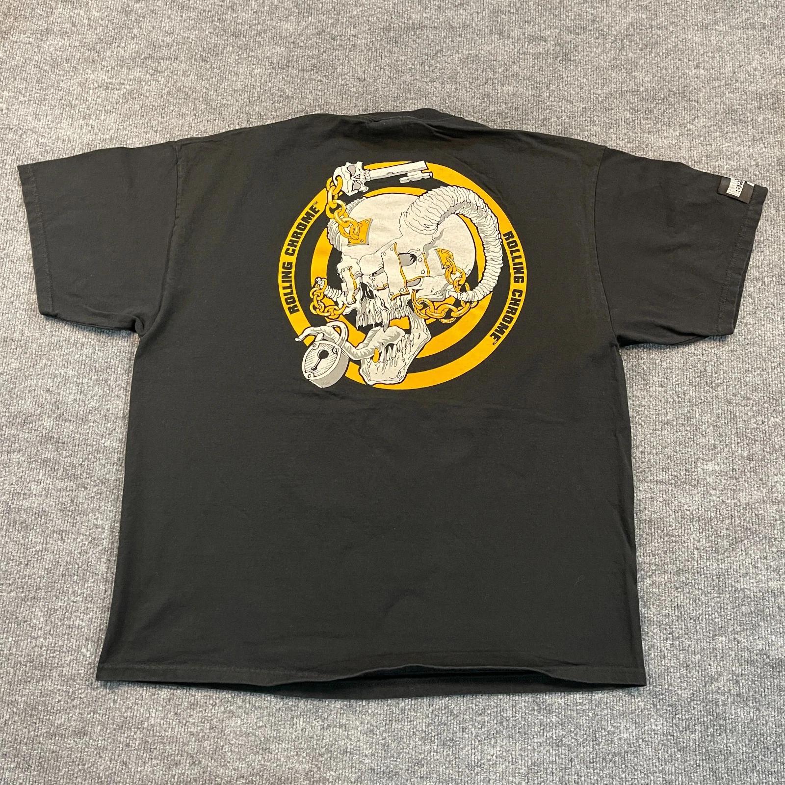 

Vintage Y2K Rolling Chrome Biker Skull Shirt XL 24x28 Black 3XL