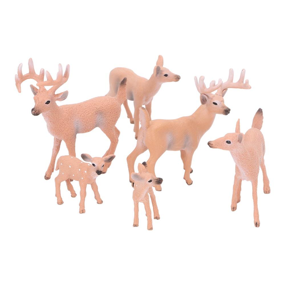 6pcs Small Deer Cake Topper Lifelike Woodland Animal Figurines  Christmas Scene