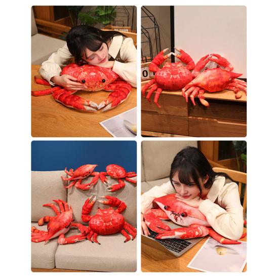 Realistic Crab Plush Pillow Soft Marine Animal Stuffed Toy Cute Ocean Life Decor for Bed Sofa Aquarium-Themed Gift for Kids Collectors
