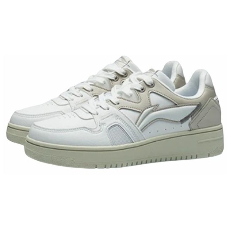 Li-Ning Non-Slip Wear-Resistant Low-Top Skate Shoes Women Sneakers Champagne White AGCR466-3